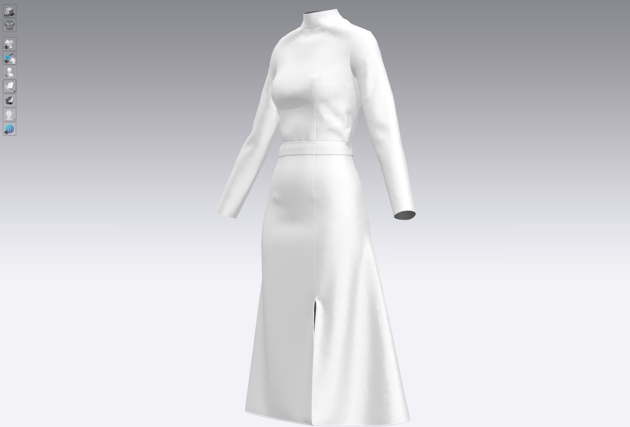 Womens pullover sweater with white skirt 3D model_9