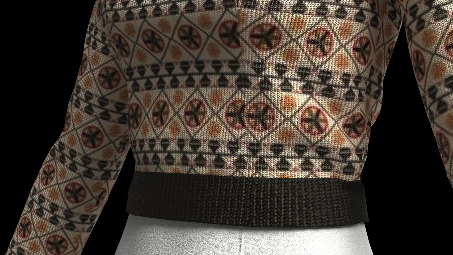 Womens pullover sweater with white skirt 3D model_2