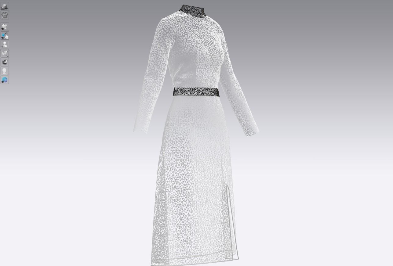 Womens pullover sweater with white skirt 3D model_18