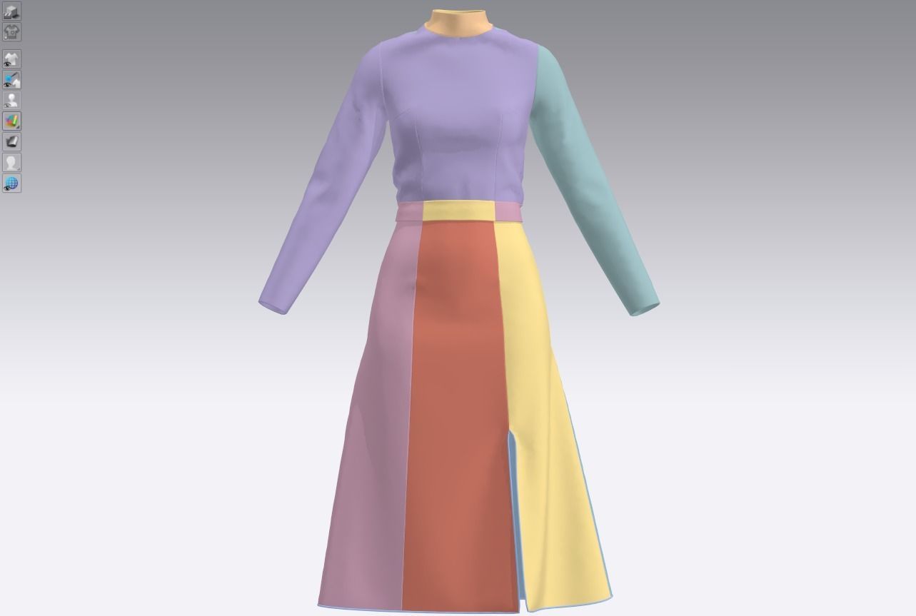 Womens pullover sweater with white skirt 3D model_20
