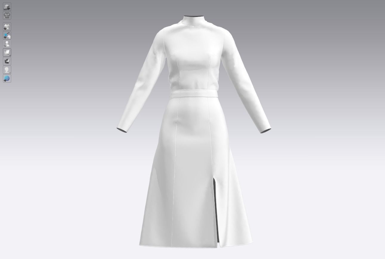 Womens pullover sweater with white skirt 3D model_8