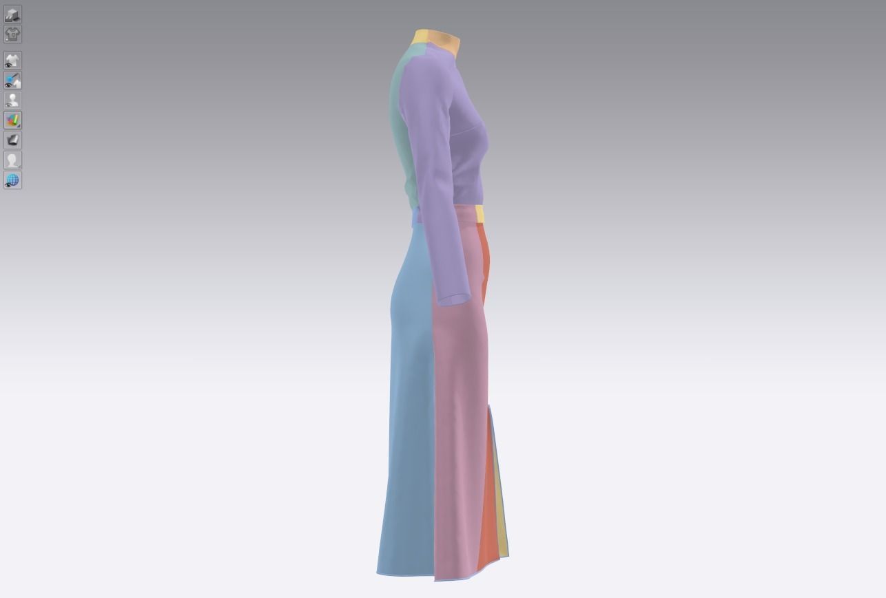 Womens pullover sweater with white skirt 3D model_23