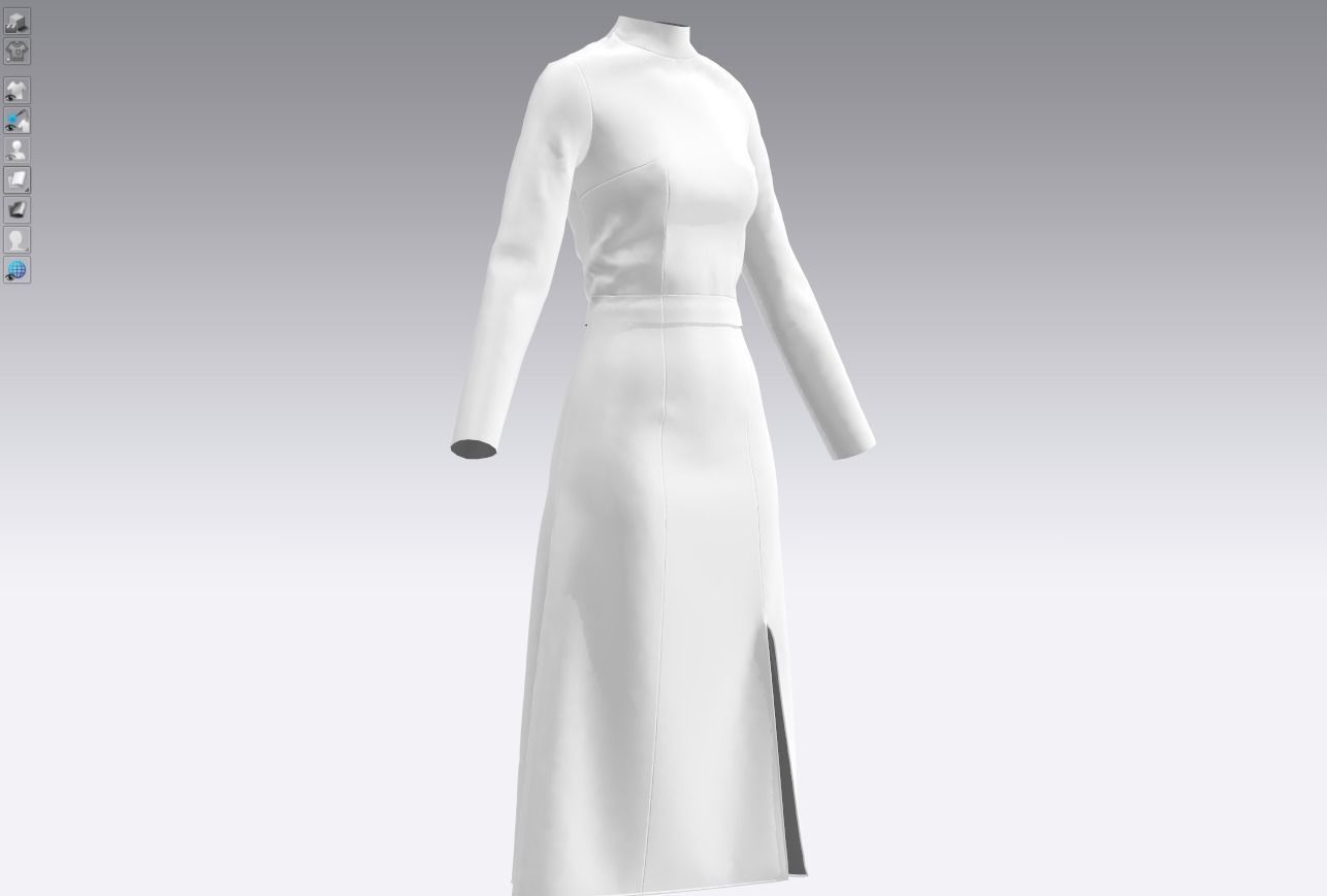 Womens pullover sweater with white skirt 3D model_11