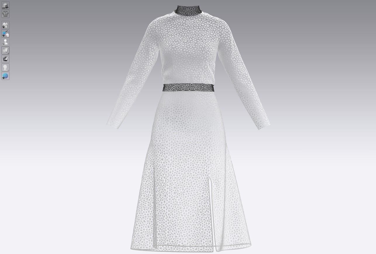 Womens pullover sweater with white skirt 3D model_14