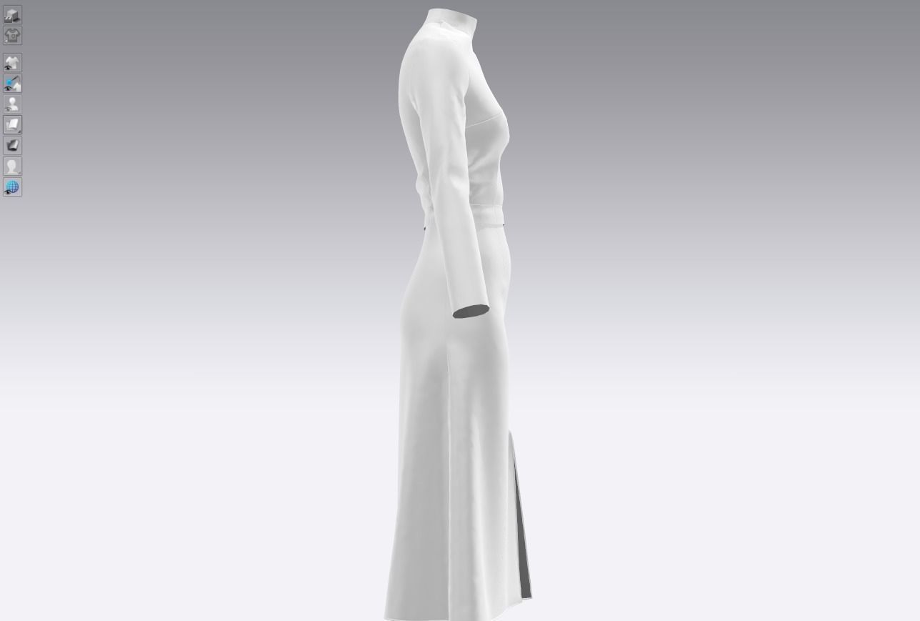 Womens pullover sweater with white skirt 3D model_10