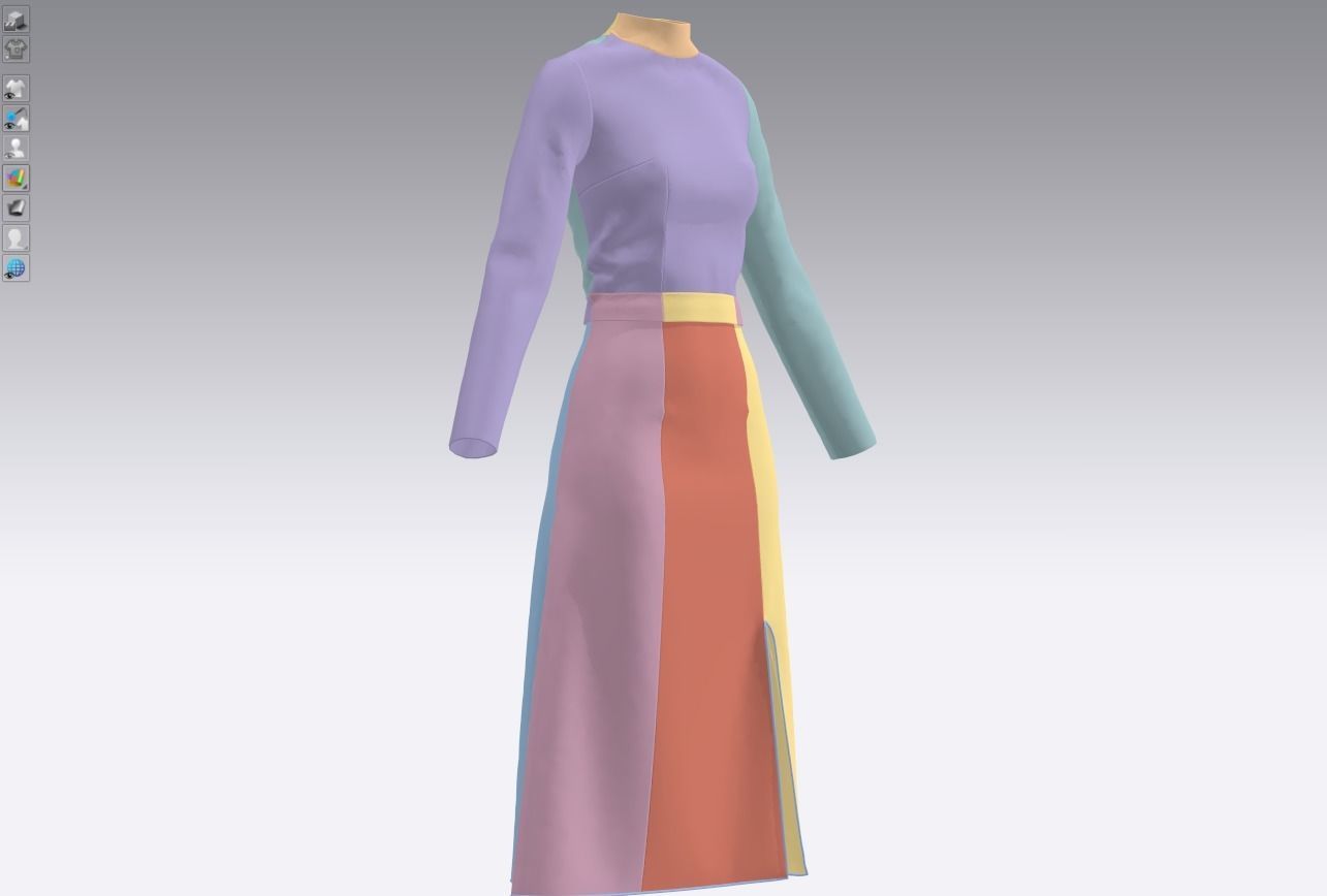 Womens pullover sweater with white skirt 3D model_21