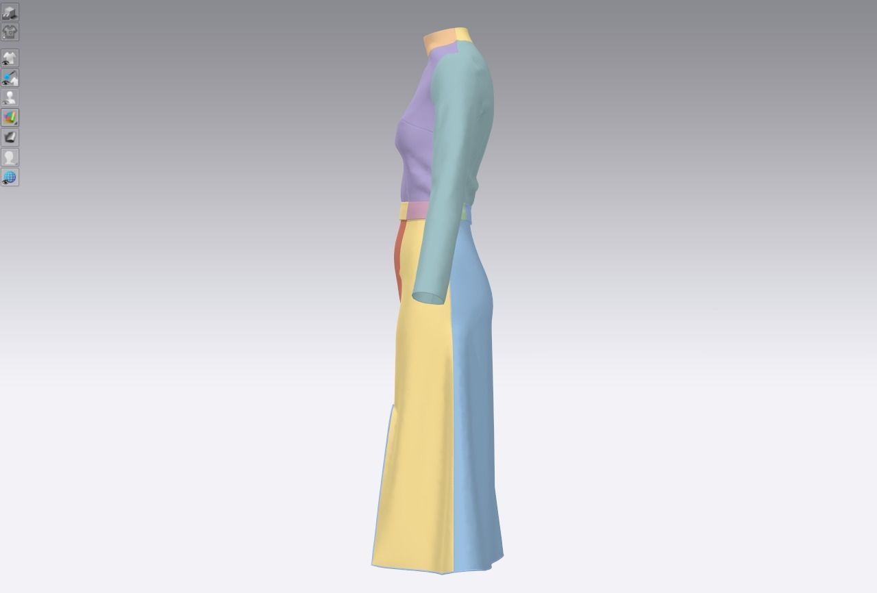 Womens pullover sweater with white skirt 3D model_24