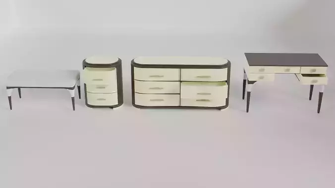 bedroom set stool Low-poly 3D model