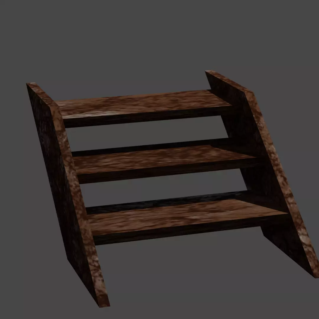Old Wooden Stairs Low-poly 3D model