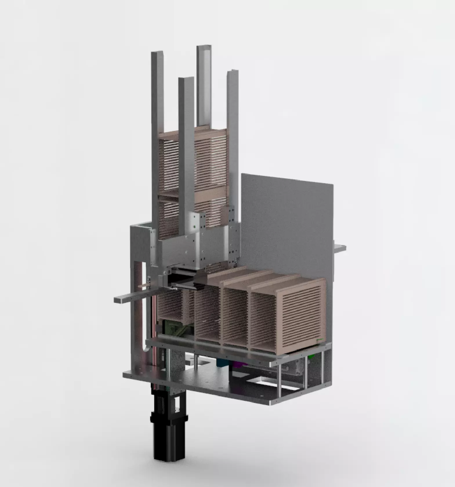 Tray loading and unloading mechanism Low-poly 3D model_0