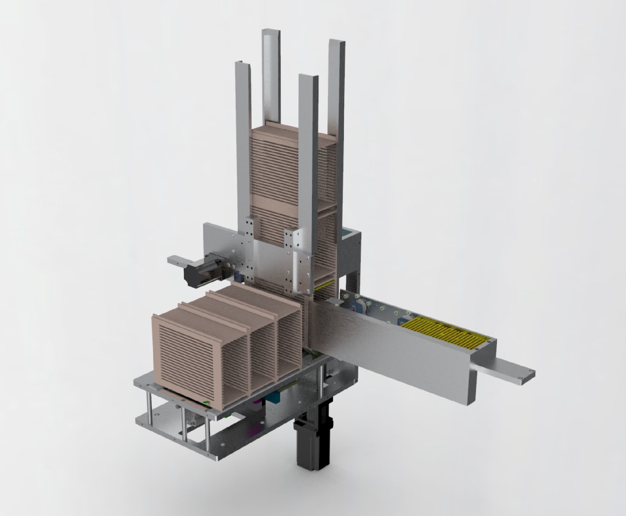 Tray loading and unloading mechanism Low-poly 3D model_1