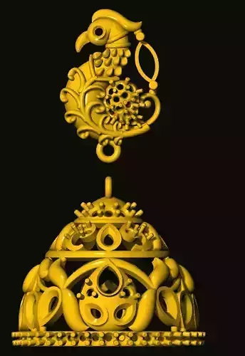 jumka golden bell with ornate design
