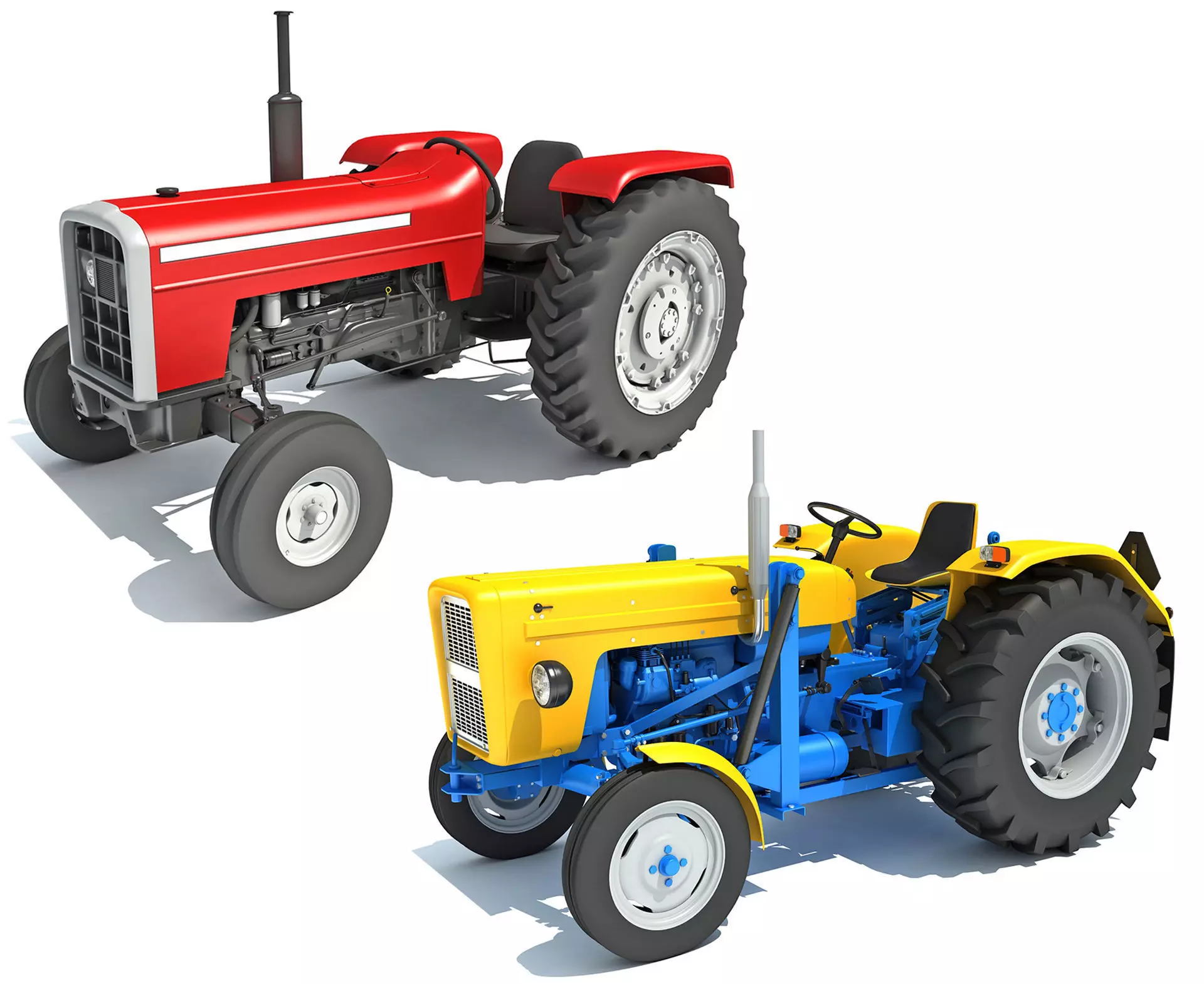 Old Vintage Farm Tractors 3D Model Collection_0