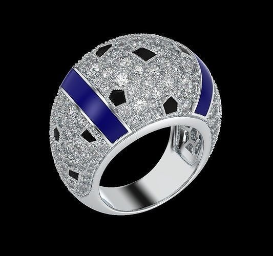 PantherRing ring with diamonds and enamel 3D print model