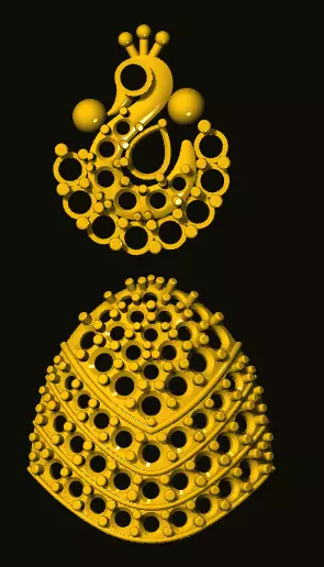 jumka gold peacock earring 3D print model_0
