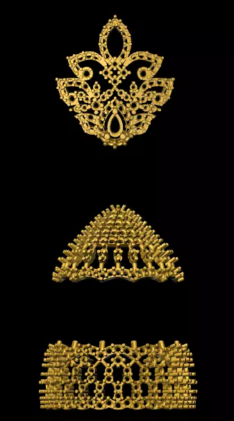 jumka three gold - plated ornaments 3D print model