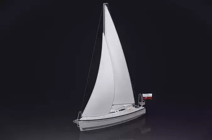 Modern sailing Low-poly 3D model