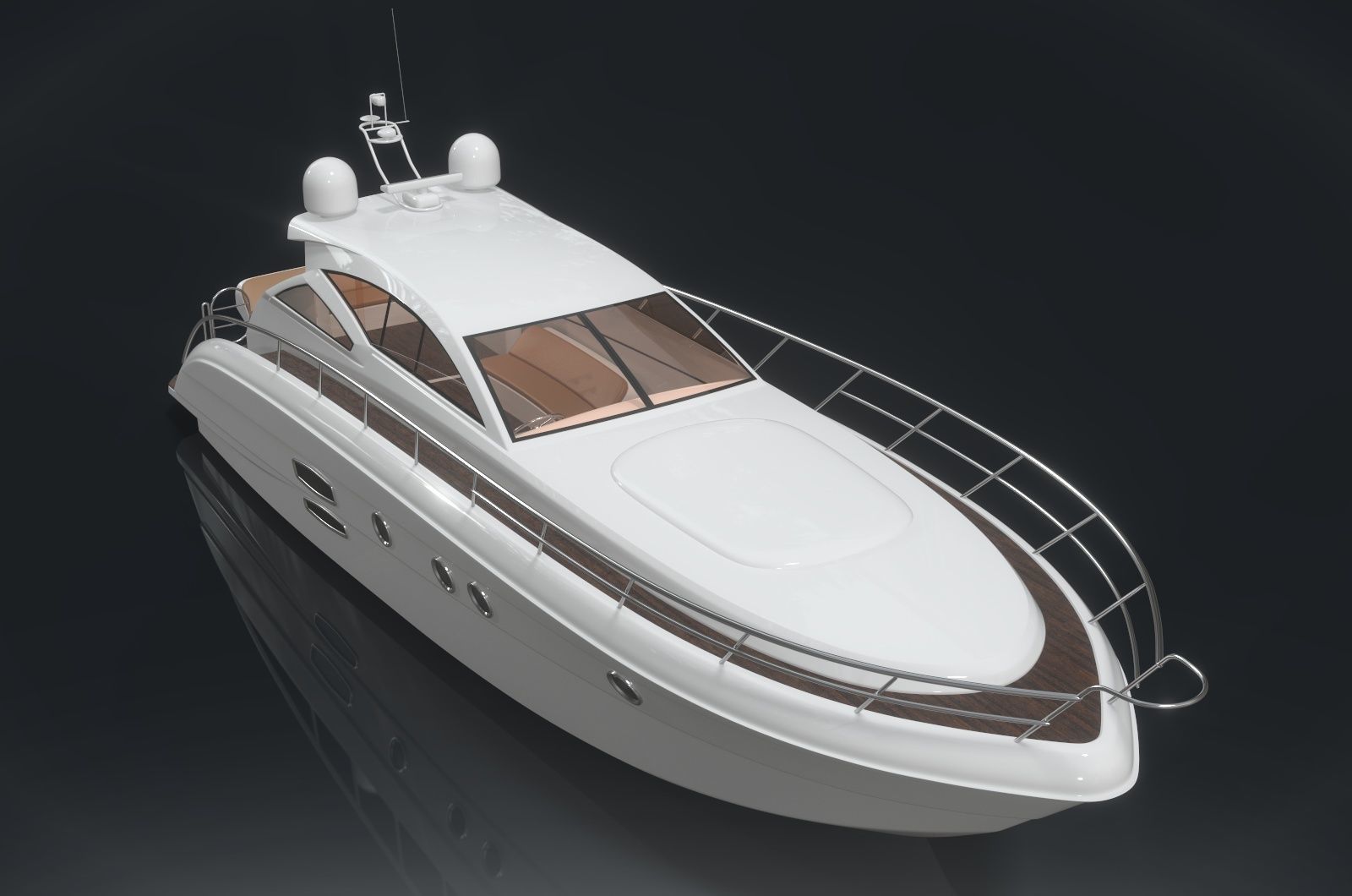 Yachts Speedboats Low-poly 3D model_5