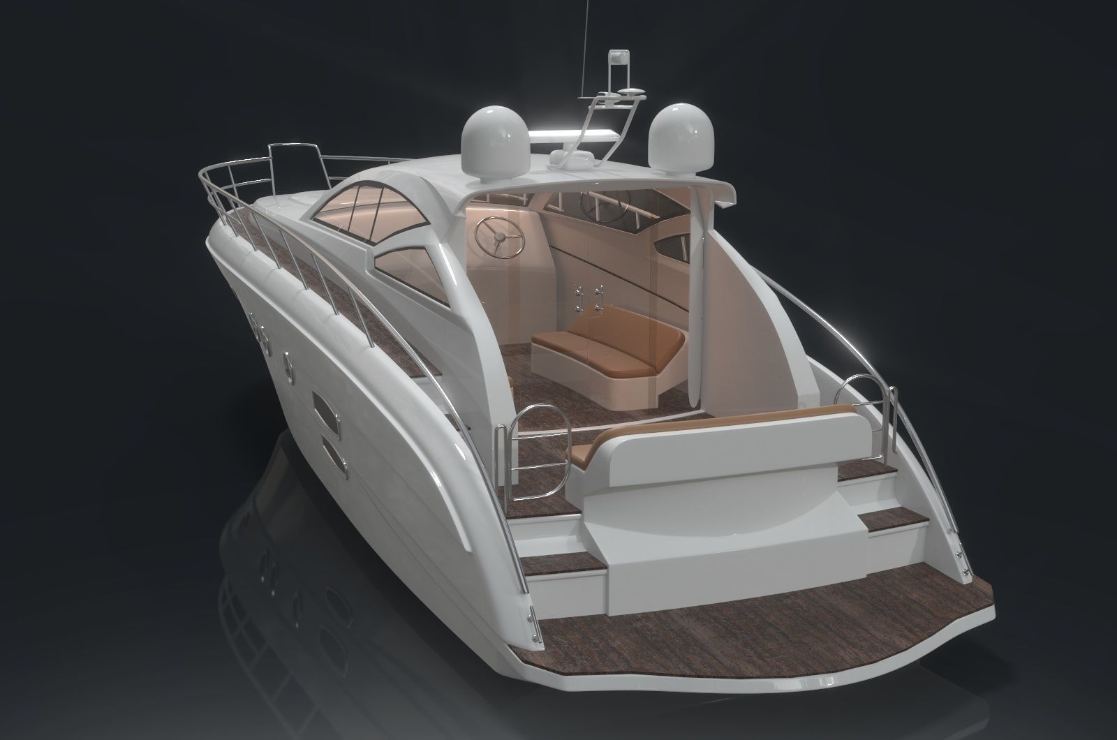 Yachts Speedboats Low-poly 3D model_1
