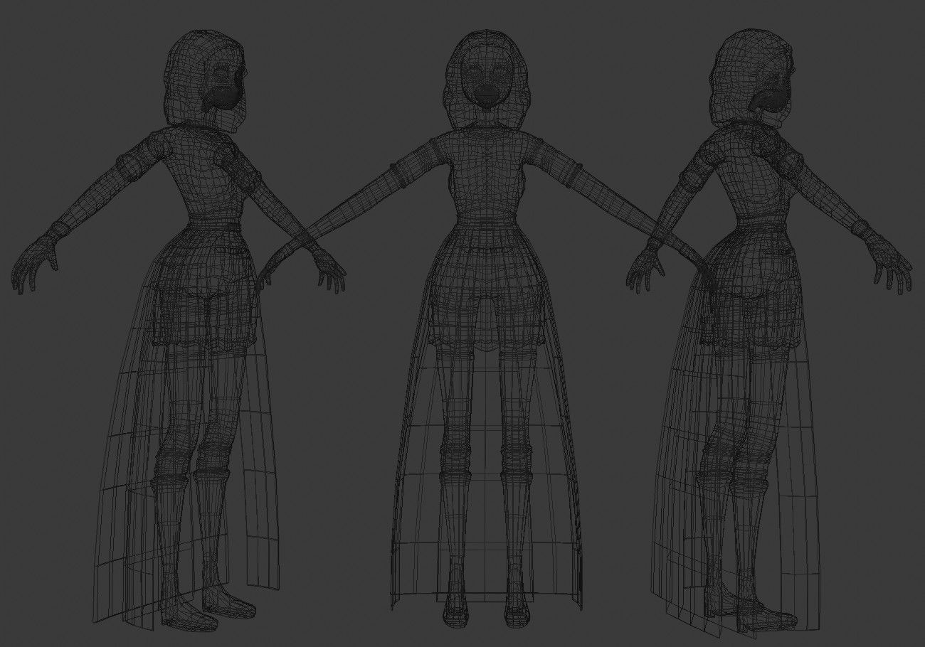 middle age girl low poly Low-poly 3D model_19