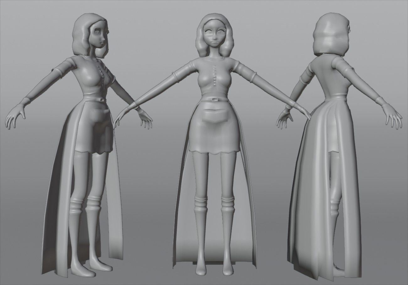 middle age girl low poly Low-poly 3D model_14