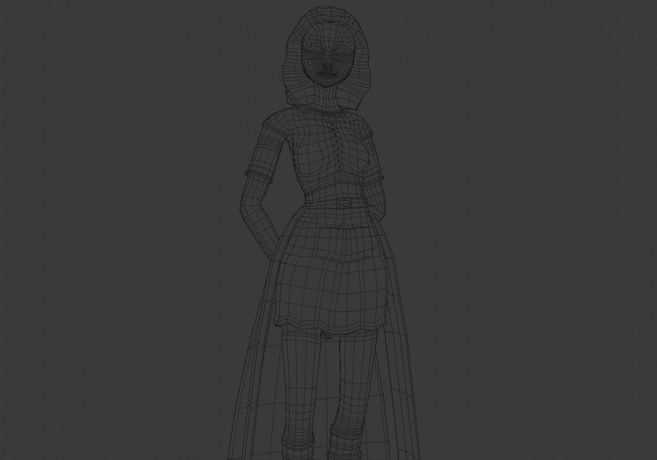 middle age girl low poly Low-poly 3D model_16