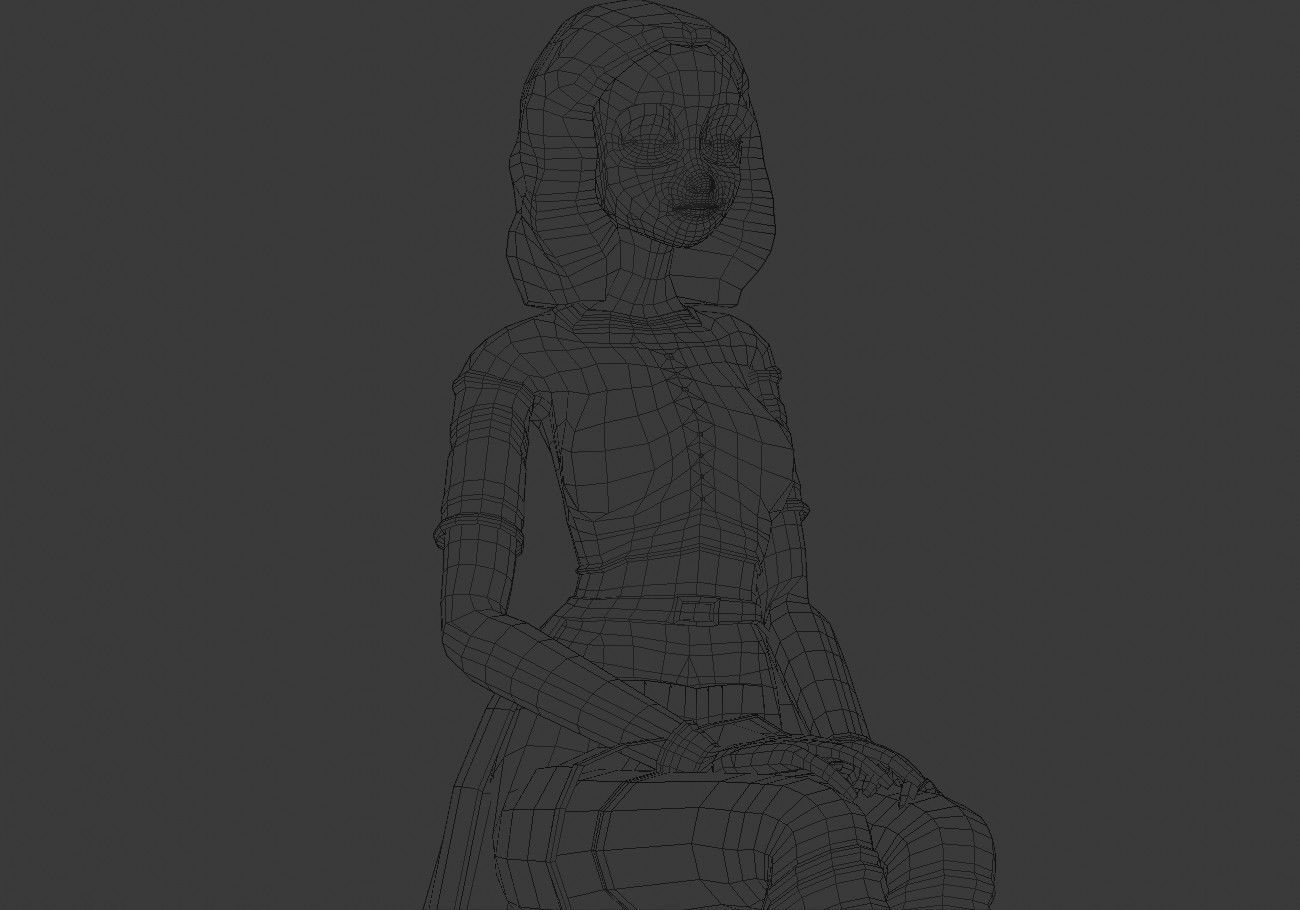 middle age girl low poly Low-poly 3D model_17