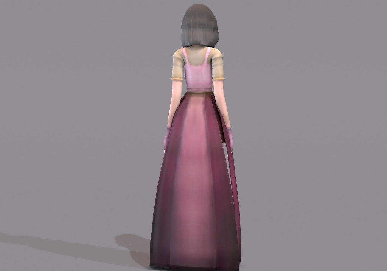 middle age girl low poly Low-poly 3D model_10
