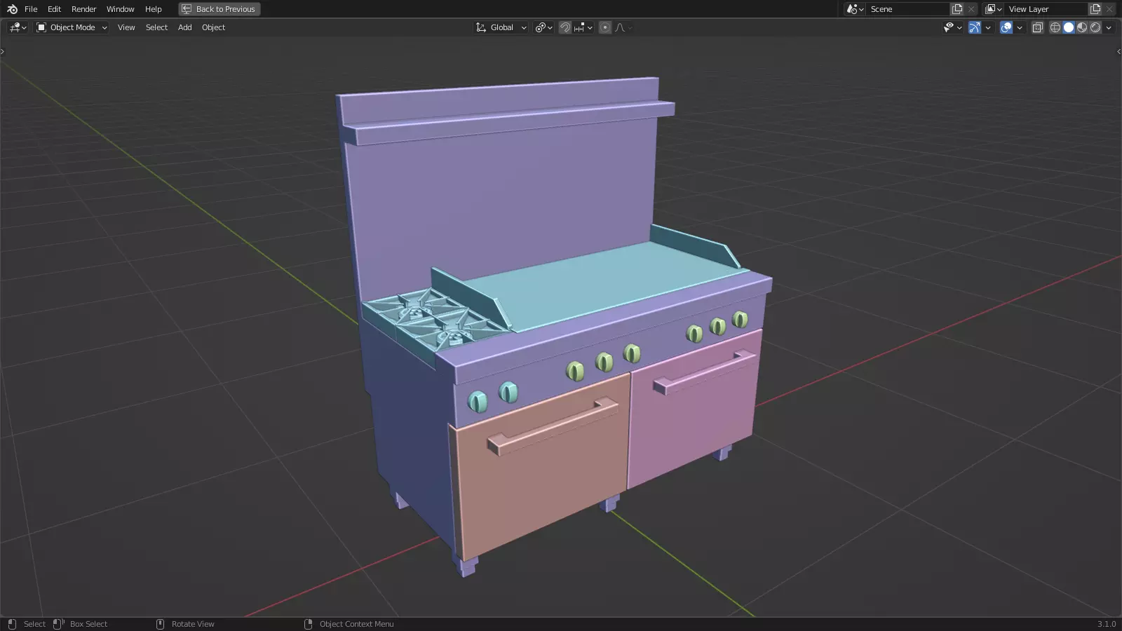 Kitchen range stove  3D model_0