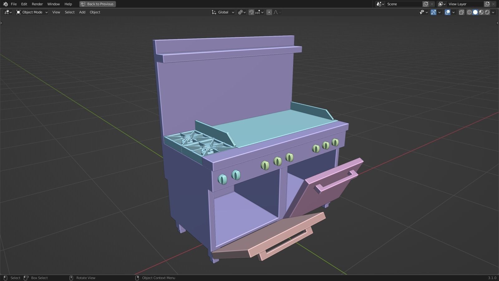 Kitchen range stove  3D model_1