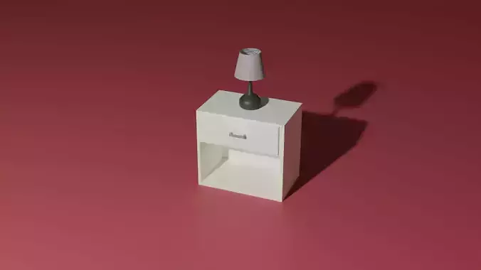 Night stand with a lamp on it 3D model