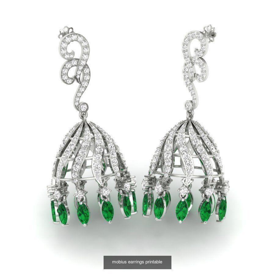 171 Women Long Earring 3dm STL Render Detail Bulk Collection _193