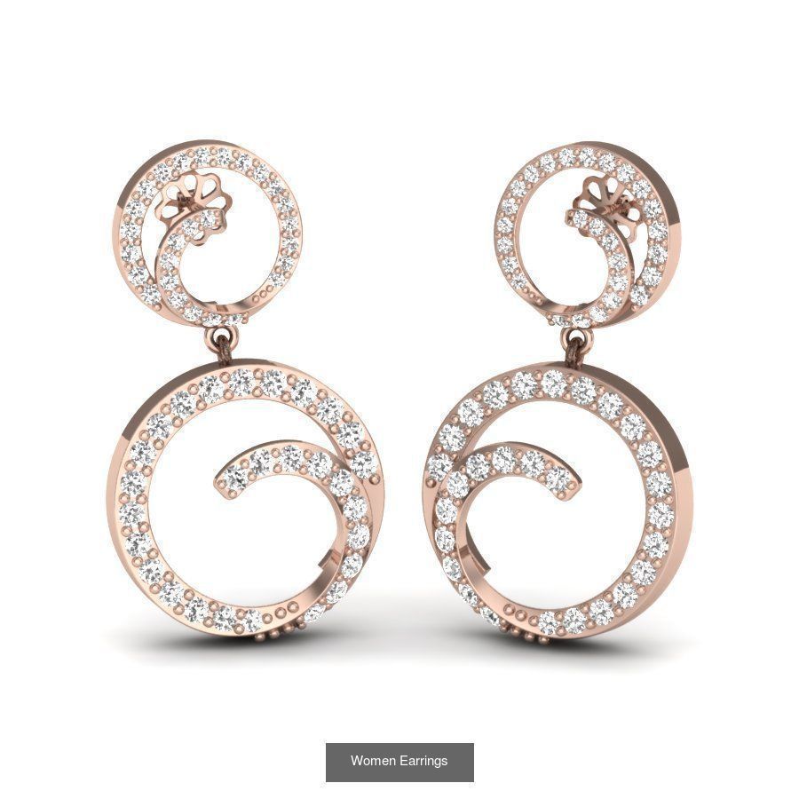 171 Women Long Earring 3dm STL Render Detail Bulk Collection _57
