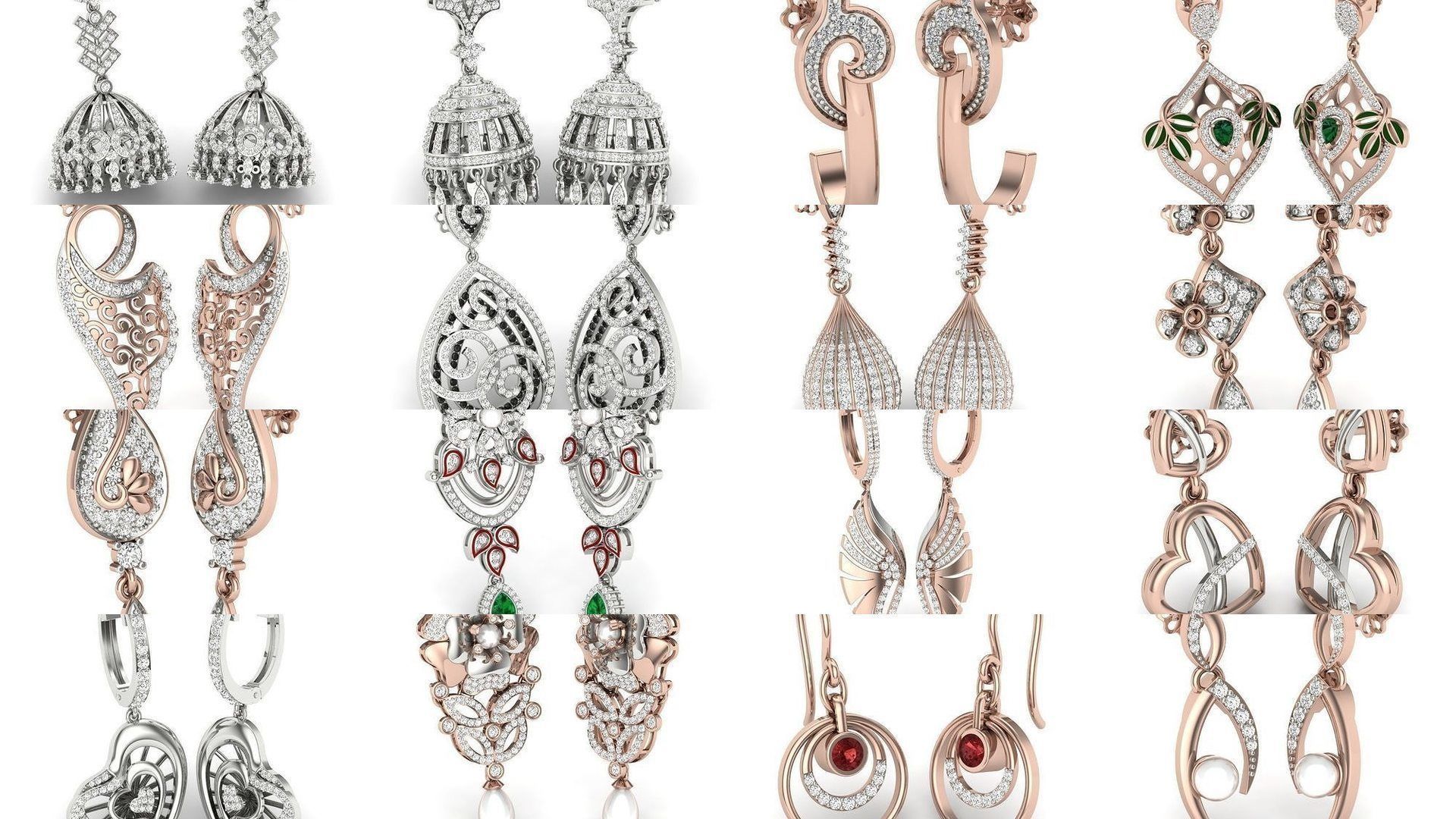 171 Women Long Earring 3dm STL Render Detail Bulk Collection _47