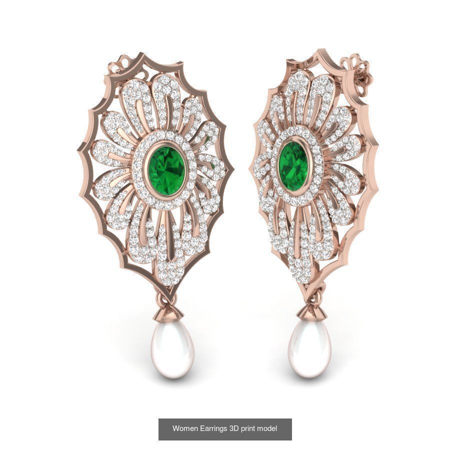 171 Women Long Earring 3dm STL Render Detail Bulk Collection _150