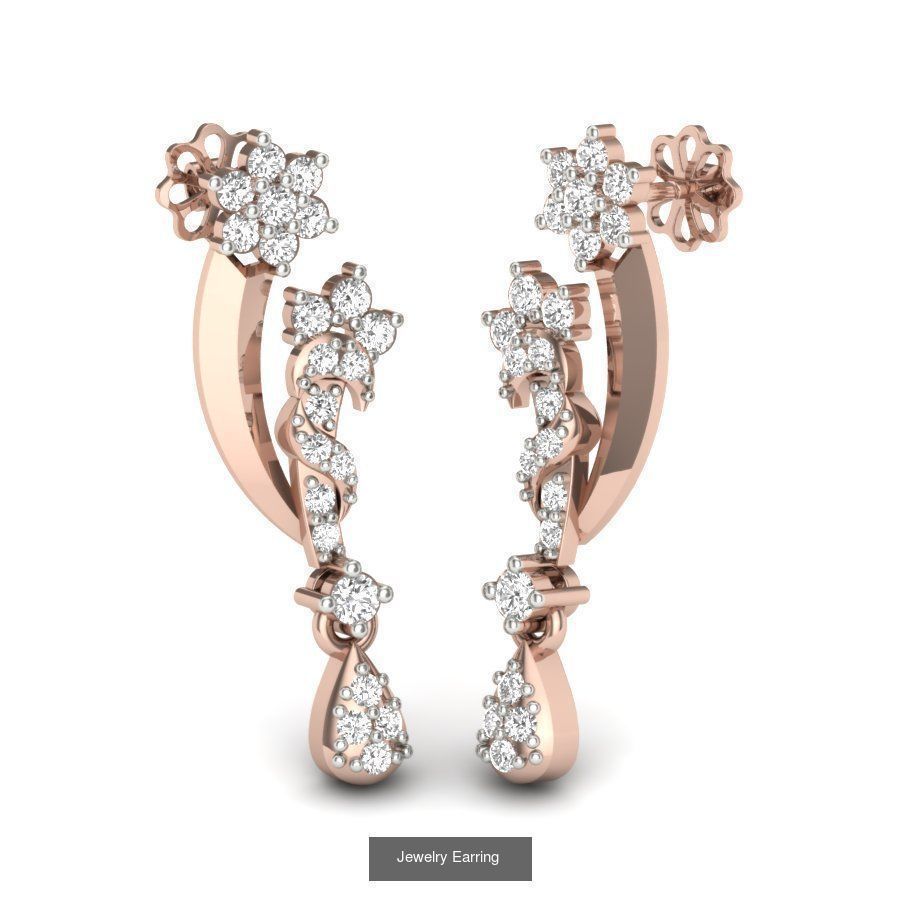 171 Women Long Earring 3dm STL Render Detail Bulk Collection _125