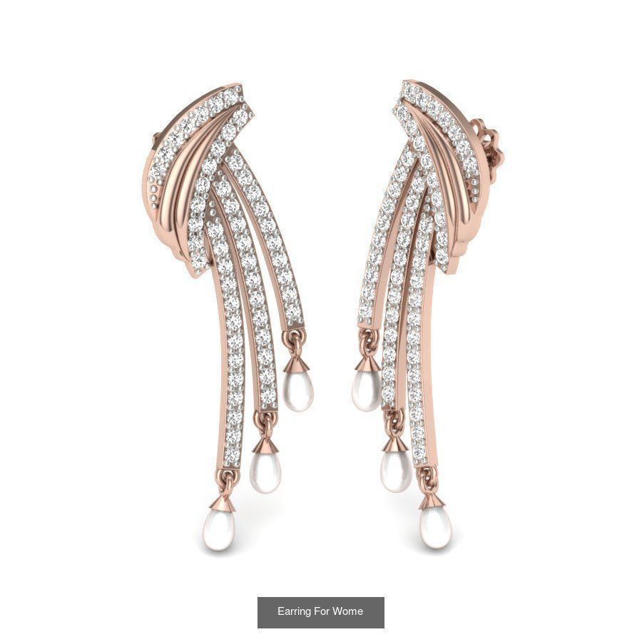 171 Women Long Earring 3dm STL Render Detail Bulk Collection _69