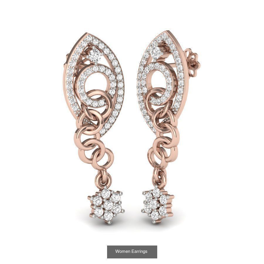 171 Women Long Earring 3dm STL Render Detail Bulk Collection _128