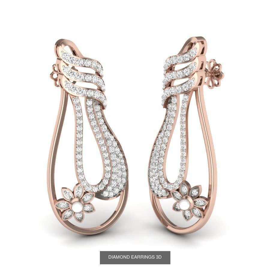 171 Women Long Earring 3dm STL Render Detail Bulk Collection _144