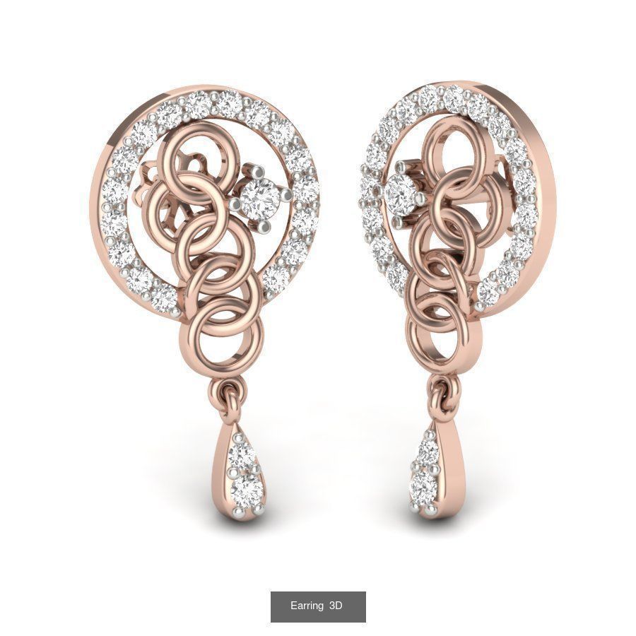 171 Women Long Earring 3dm STL Render Detail Bulk Collection _127