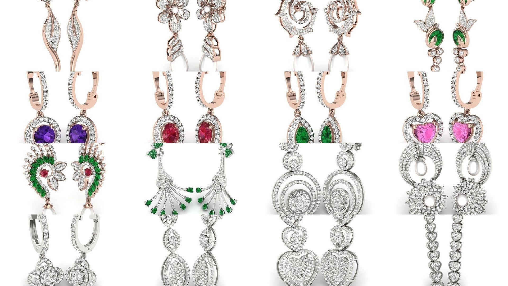 171 Women Long Earring 3dm STL Render Detail Bulk Collection _43