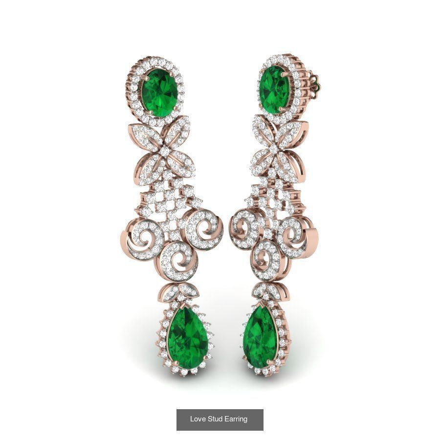 171 Women Long Earring 3dm STL Render Detail Bulk Collection _142