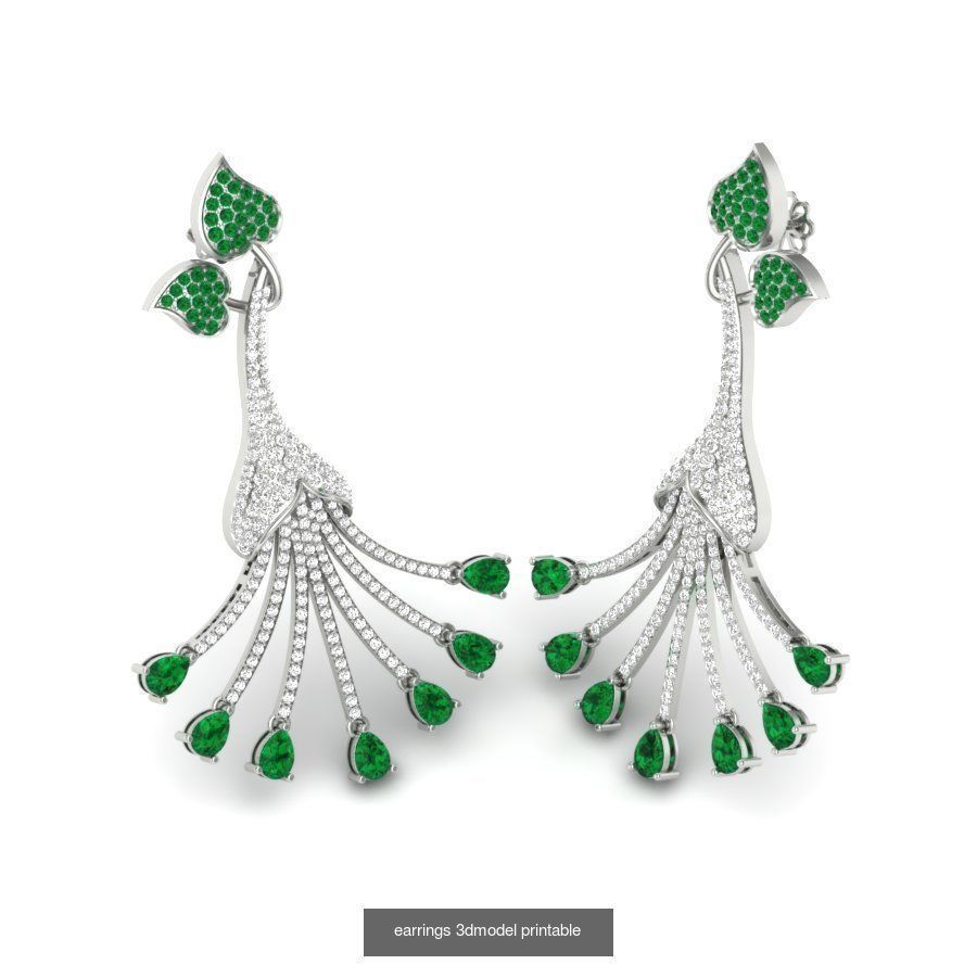 171 Women Long Earring 3dm STL Render Detail Bulk Collection _172