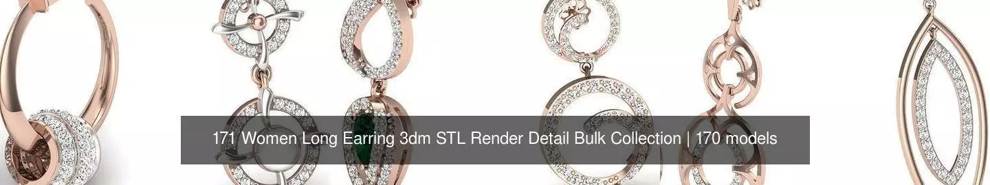 171 Women Long Earring 3dm STL Render Detail Bulk Collection _2