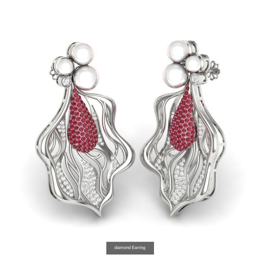 171 Women Long Earring 3dm STL Render Detail Bulk Collection _190