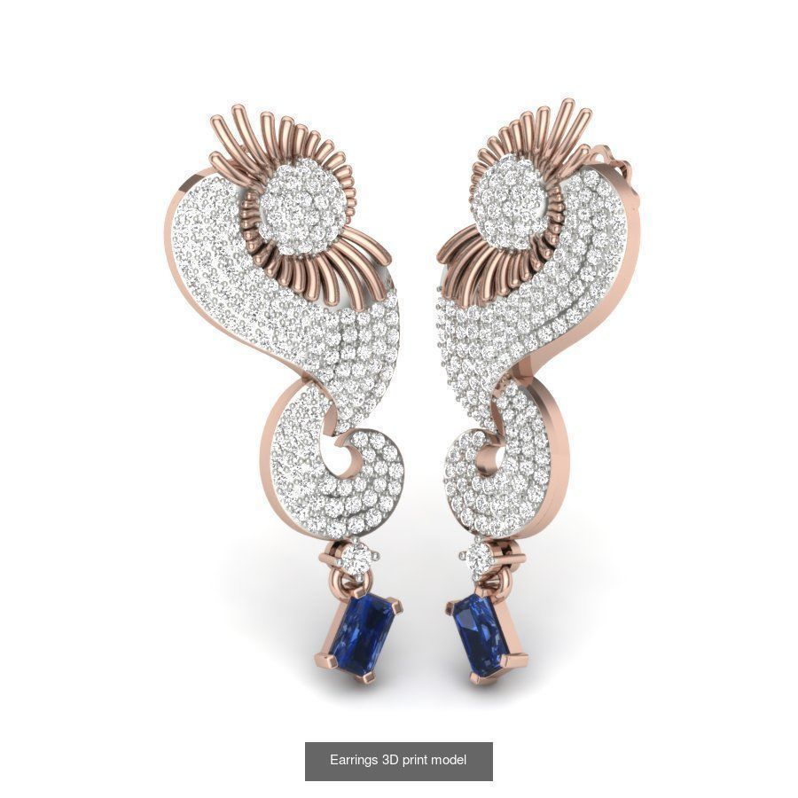 171 Women Long Earring 3dm STL Render Detail Bulk Collection _153