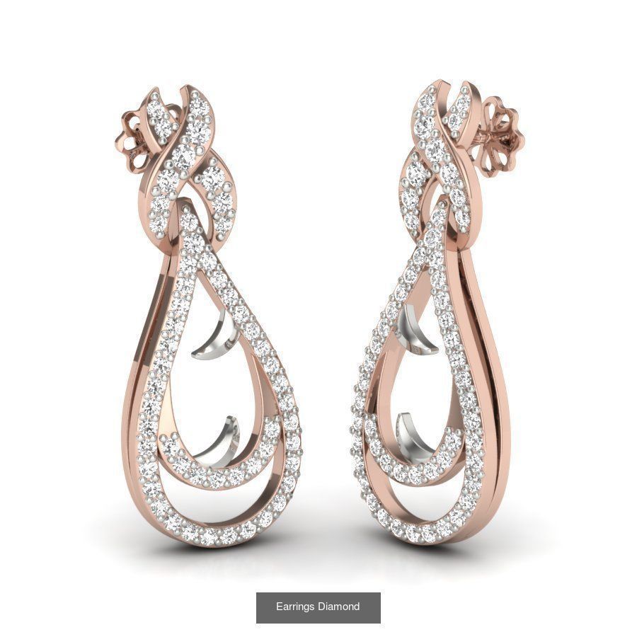 171 Women Long Earring 3dm STL Render Detail Bulk Collection _64