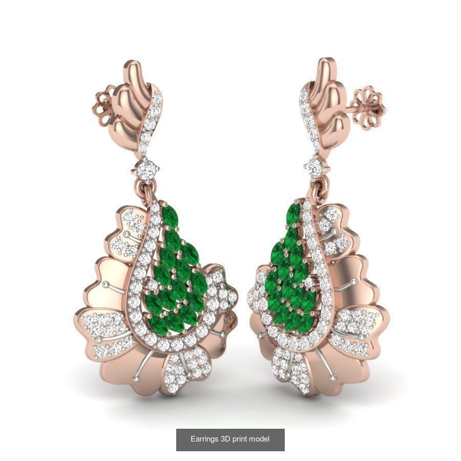 171 Women Long Earring 3dm STL Render Detail Bulk Collection _139