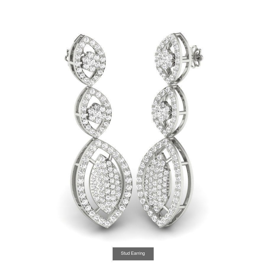 171 Women Long Earring 3dm STL Render Detail Bulk Collection _176