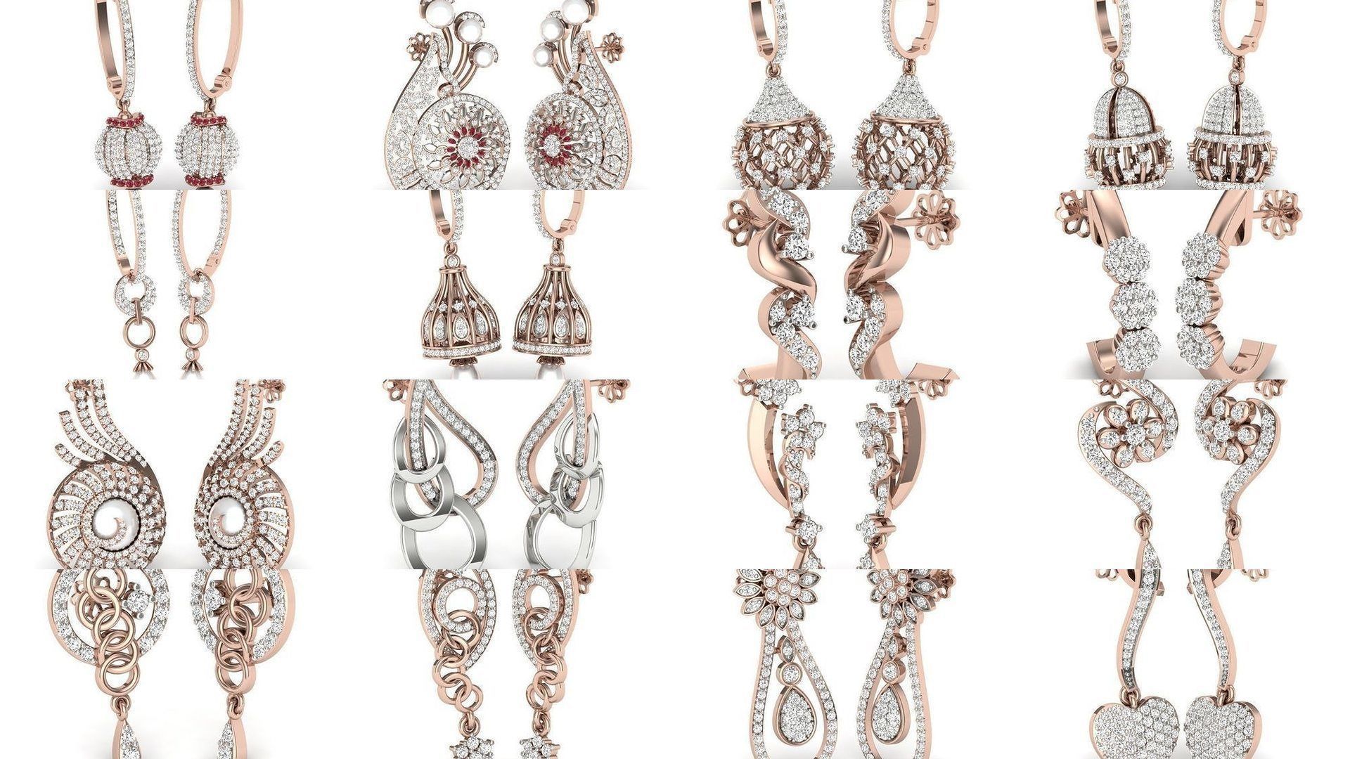 171 Women Long Earring 3dm STL Render Detail Bulk Collection _33